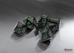 7 Opaque Black/Green Polyhedral Dice Set - CHX 25458